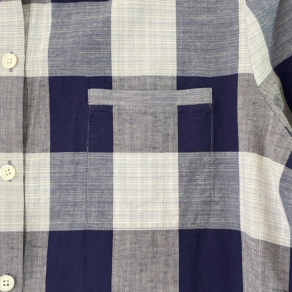 Lafayette 148 Blue Check Long Sleeve Button Down Shirt Sz S Cotton Linen $698 - Picture 8 of 16